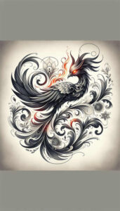 phoenix-with-artistic-detail – tattoo design ideas free ai generated – neotraditional-rich-shading – for-lower-chest – Gallery: phoenix-inkby-ai
