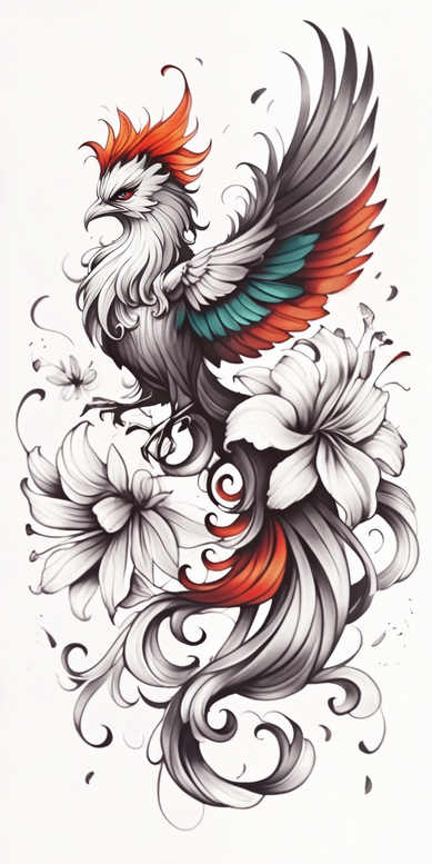 phoenix-with-artistic-detail – tattoo design ideas free ai generated – realism-photo-like-tattoo – for-hand – Gallery: phoenix-inkby-ai