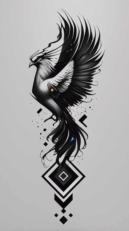 phoenix-with-artistic-detail – tattoo design ideas free ai generated – realism-realistic-gleam – for-calf – Gallery: phoenix-inkby-ai