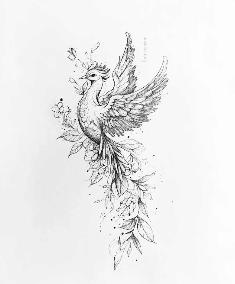 phoenix-with-ashes – tattoo design ideas free ai generated – realism-clean-background – for-wrist – Gallery: phoenix-inkby-ai