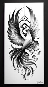 phoenix-with-ashes – tattoo design ideas free ai generated – surrealism-distorted-reality – for-side – Gallery: phoenix-inkby-ai