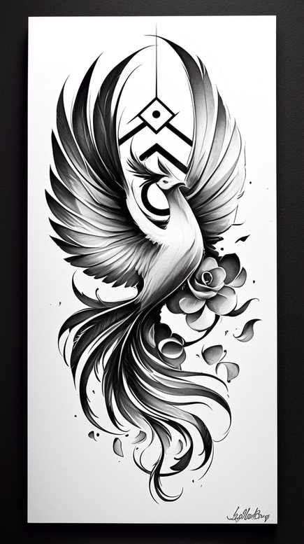phoenix-with-ashes – tattoo design ideas free ai generated – surrealism-distorted-reality – for-side – Gallery: phoenix-inkby-ai