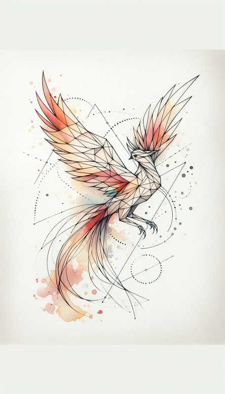 phoenix-with-colorful-feathers – tattoo design ideas free ai generated – neotraditional-color-blending – for-temple – Gallery: phoenix-inkby-ai