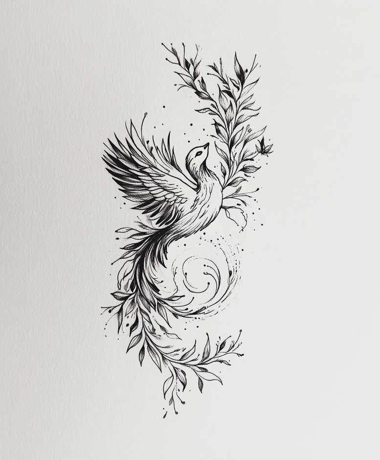 phoenix-with-colorful-feathers – tattoo design ideas free ai generated – neotraditional-dynamic-color – for-back-of-neck – Gallery: phoenix-inkby-ai
