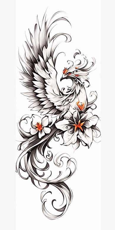 phoenix-with-colorful-feathers – tattoo design ideas free ai generated – realism-dimensional-ink – for-hand – Gallery: phoenix-inkby-ai