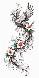 phoenix-with-detail – tattoo design ideas free ai generated – neotraditional-defined-outlines – for-foot – Gallery: phoenix-inkby-ai