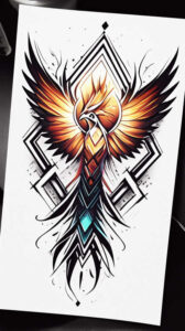 phoenix-with-detail – tattoo design ideas free ai generated – neotraditional-gradient-fills – for-spine – Gallery: phoenix-inkby-ai