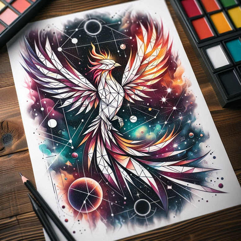 phoenix-with-detail – tattoo design ideas free ai generated – realism-light-play – for-chest – Gallery: phoenix-inkby-ai
