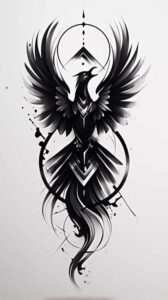 phoenix-with-expression – tattoo design ideas free ai generated – realism-contour-shading – for-elbow – Gallery: phoenix-inkby-ai