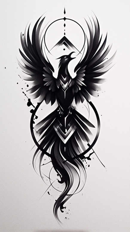 phoenix-with-expression – tattoo design ideas free ai generated – realism-contour-shading – for-elbow – Gallery: phoenix-inkby-ai