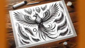 phoenix-with-expression – tattoo design ideas free ai generated – realism-form-fidelity – for-upper-arm – Gallery: phoenix-inkby-ai