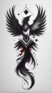 phoenix-with-feathers – tattoo design ideas free ai generated – neotraditional-clear-lines – for-inner-arm – Gallery: phoenix-inkby-ai