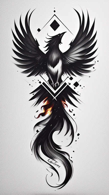phoenix-with-feathers – tattoo design ideas free ai generated – neotraditional-clear-lines – for-inner-arm – Gallery: phoenix-inkby-ai