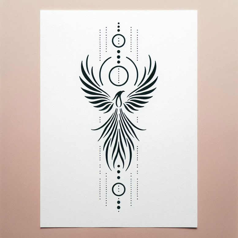 phoenix-with-feathers – tattoo design ideas free ai generated – neotraditional-rich-blacks – for-back – Gallery: phoenix-inkby-ai