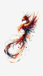 phoenix-with-feathers – tattoo design ideas free ai generated – surrealism-esoteric – for-scapula – Gallery: phoenix-inkby-ai