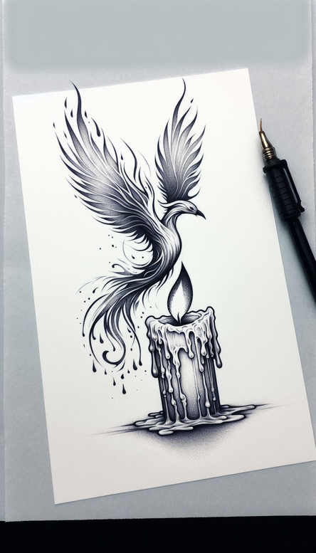 phoenix-with-fire-and-light – tattoo design ideas free ai generated – realism-textured-light – for-side – Gallery: phoenix-inkby-ai