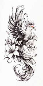 phoenix-with-fire-and-light – tattoo design ideas free ai generated – surrealism-imaginative – for-fingers – Gallery: phoenix-inkby-ai