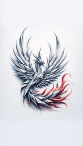 phoenix-with-fire – tattoo design ideas free ai generated – realism-rich-blacks – for-sternum – Gallery: phoenix-inkby-ai