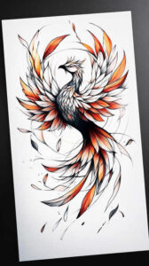 phoenix-with-flames – tattoo design ideas free ai generated – neotraditional-decorative-elements – for-lower-arm – Gallery: phoenix-inkby-ai