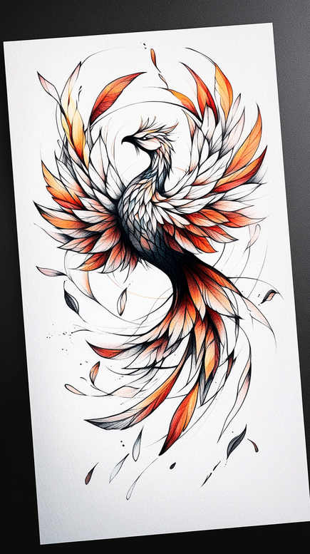 phoenix-with-flames – tattoo design ideas free ai generated – neotraditional-decorative-elements – for-lower-arm – Gallery: phoenix-inkby-ai