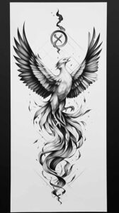 phoenix-with-flames – tattoo design ideas free ai generated – realism-ink-layering – for-upper-arm – Gallery: phoenix-inkby-ai