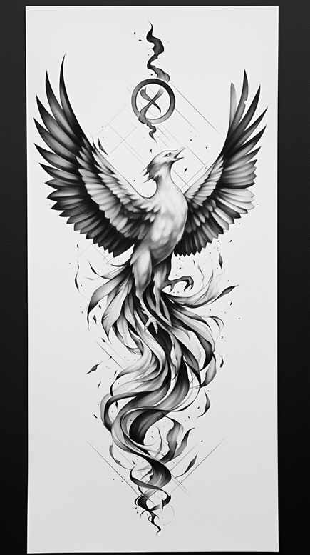 phoenix-with-flames – tattoo design ideas free ai generated – realism-ink-layering – for-upper-arm – Gallery: phoenix-inkby-ai