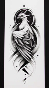 phoenix-with-flames – tattoo design ideas free ai generated – realism-soft-focus – for-scapula – Gallery: phoenix-inkby-ai