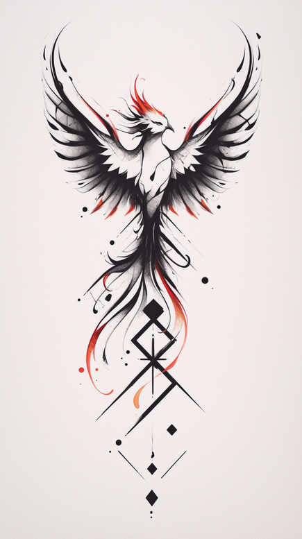 phoenix-with-flowing-lines – tattoo design ideas free ai generated – realism-natural-finish – for-side-torso – Gallery: phoenix-inkby-ai