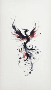 phoenix-with-flowing-lines – tattoo design ideas free ai generated – surrealism-abstract-forms – for-shoulder – Gallery: phoenix-inkby-ai
