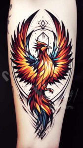 phoenix-with-life-symbol – tattoo design ideas free ai generated – neotraditional-bold-texture – for-full-back – Gallery: phoenix-inkby-ai