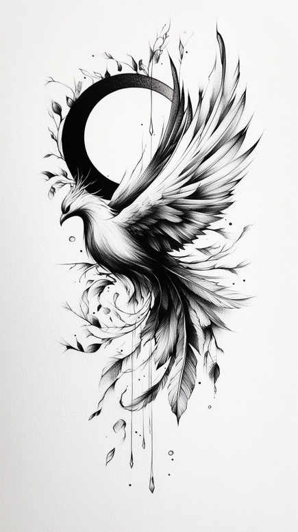 phoenix-with-life-symbol – tattoo design ideas free ai generated – realism-true-skin – for-back – Gallery: phoenix-inkby-ai