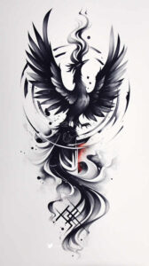 phoenix-with-life-symbol – tattoo design ideas free ai generated – surrealism-ethereal-textures – for-back-shoulder – Gallery: phoenix-inkby-ai