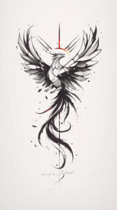 phoenix-with-lines – tattoo design ideas free ai generated – realism-realistic-texture – for-lower-arm – Gallery: phoenix-inkby-ai