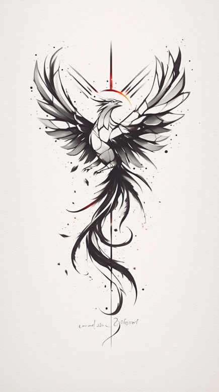 phoenix-with-lines – tattoo design ideas free ai generated – realism-realistic-texture – for-lower-arm – Gallery: phoenix-inkby-ai