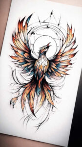 phoenix-with-lines – tattoo design ideas free ai generated – realism-skin-realism – for-ribs – Gallery: phoenix-inkby-ai