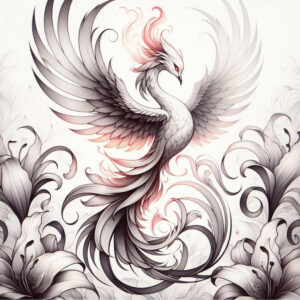 phoenix-with-lines – tattoo design ideas free ai generated – surrealism-morphic-transformation – for-heel – Gallery: phoenix-inkby-ai