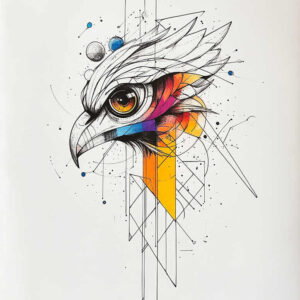 phoenix-with-mystical-symbol – tattoo design ideas free ai generated – neotraditional-layered-fill – for-thigh – Gallery: phoenix-inkby-ai