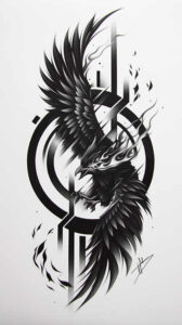 phoenix-with-mystical-symbol – tattoo design ideas free ai generated – realism-realistic-proportions – for-back-of-neck – Gallery: phoenix-inkby-ai