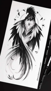 phoenix-with-mystical-symbol – tattoo design ideas free ai generated – surrealism-blurred-edges – for-wrist – Gallery: phoenix-inkby-ai