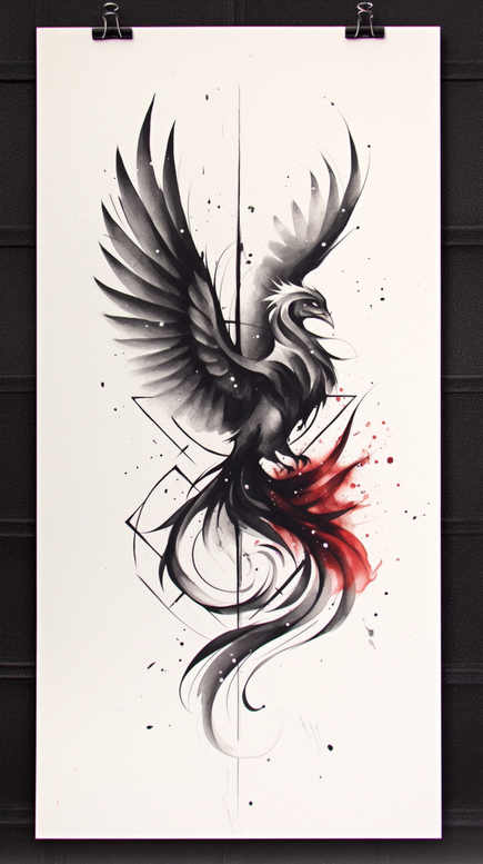 phoenix-with-organic-lines – tattoo design ideas free ai generated – neotraditional-classic-motifs – for-outer-arm – Gallery: phoenix-inkby-ai