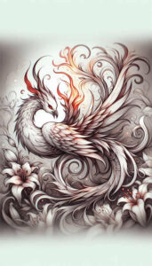 phoenix-with-organic-lines – tattoo design ideas free ai generated – realism-subtle-saturation – for-shoulder – Gallery: phoenix-inkby-ai