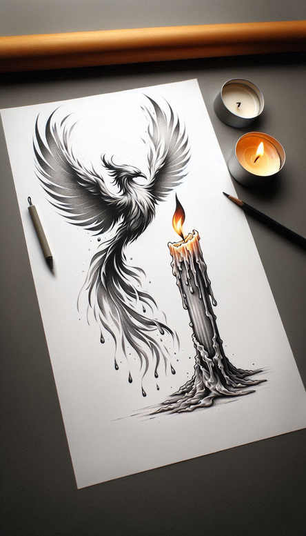 phoenix-with-ornament – tattoo design ideas free ai generated – neotraditional-soft-shadows – for-upper-back – Gallery: phoenix-inkby-ai