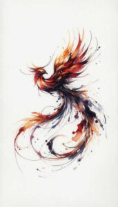 phoenix-with-ornament – tattoo design ideas free ai generated – realism-seamless-blend – for-behind-ear – Gallery: phoenix-inkby-ai
