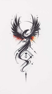 phoenix-with-ornamental-details – tattoo design ideas free ai generated – neotraditional-layered-fill – for-scapula – Gallery: phoenix-inkby-ai