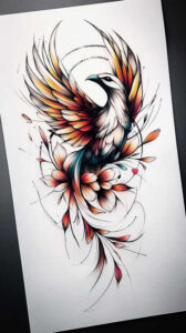 phoenix-with-ornamental-details – tattoo design ideas free ai generated – realism-shadow-realism – for-side – Gallery: phoenix-inkby-ai