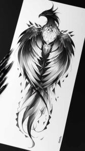 phoenix-with-ornamental-details – tattoo design ideas free ai generated – surrealism-metaphysical – for-spine – Gallery: phoenix-inkby-ai