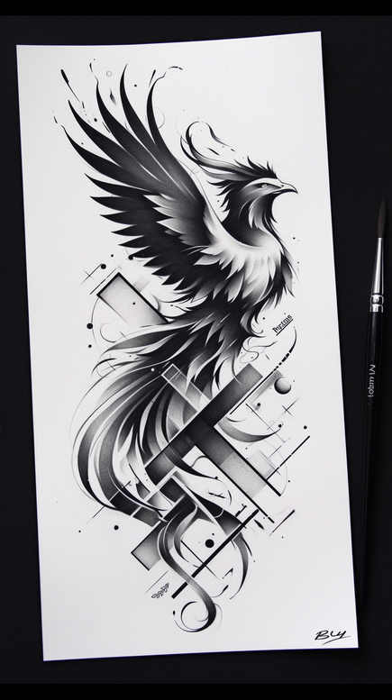 phoenix-with-ornamentation – tattoo design ideas free ai generated – neotraditional-detailed-linework – for-wrist – Gallery: phoenix-inkby-ai