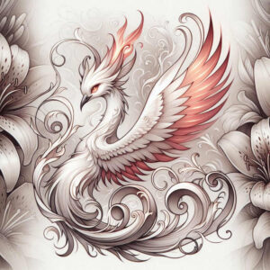 phoenix-with-ornamentation – tattoo design ideas free ai generated – neotraditional-layered-inks – for-scapula – Gallery: phoenix-inkby-ai