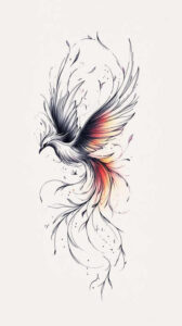 phoenix-with-shading – tattoo design ideas free ai generated – neotraditional-artistic-contrast – for-upper-arm – Gallery: phoenix-inkby-ai