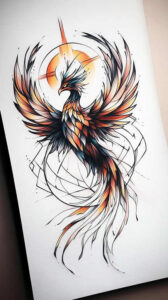 phoenix-with-shading – tattoo design ideas free ai generated – neotraditional-rich-shading – for-upper-shoulder – Gallery: phoenix-inkby-ai